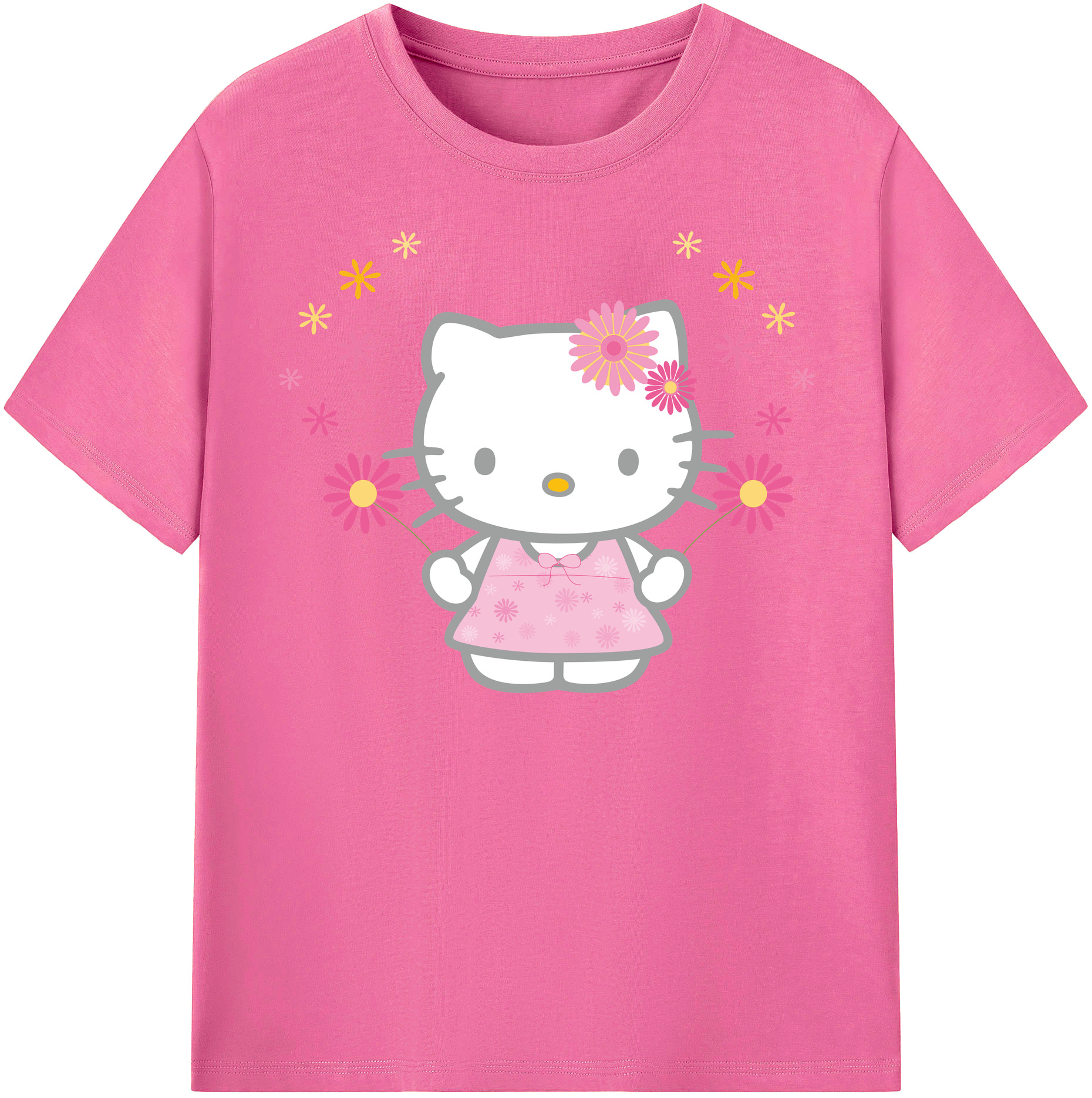 （画像用） Hello Kitty ハローキティ レディースカジュアルプリントTシャツ（綿100％）